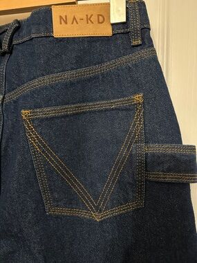 NA-KD Dark Blue Denim Jeans, wide-leg